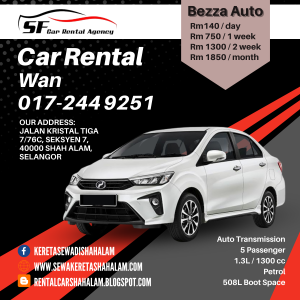 Kereta Sewa Shah Alam Bezza