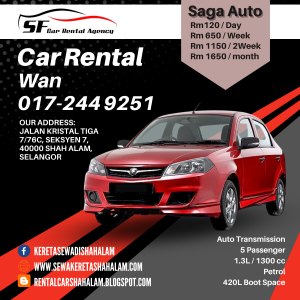 Kereta Sewa Shah Alam Proton Saga